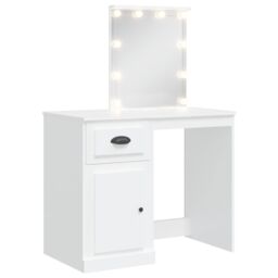 Berkfield Home Dressing Table with LED Lights White 90x42x132.5 cm - thumbnail 2