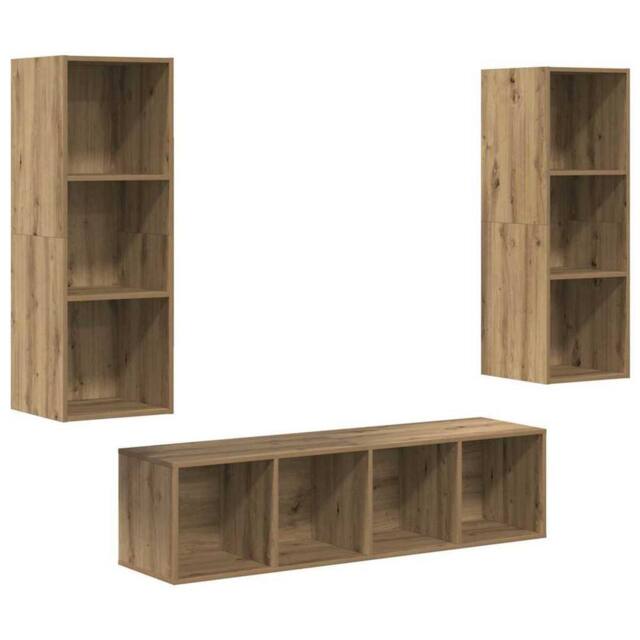 Berkfield Home TV Cabinet Set with Shelf 3 pcs Artisan oak 37 x 37 x 142.5 cm in Brown - image 1