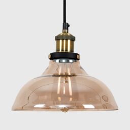 ValueLights Wallace Industrial Shallow Glass Shade Ceiling Pendant Drop Light in Orange - thumbnail 2