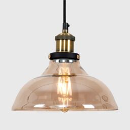 ValueLights Wallace Industrial Shallow Glass Shade Ceiling Pendant Drop Light in Orange - thumbnail 3