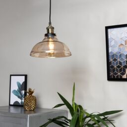 ValueLights Wallace Industrial Shallow Glass Shade Ceiling Pendant Drop Light in Orange - thumbnail 5