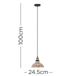 ValueLights Wallace Industrial Shallow Glass Shade Ceiling Pendant Drop Light in Orange - thumbnail 6