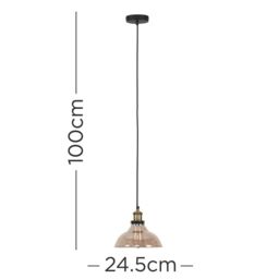 ValueLights Wallace Industrial Shallow Glass Shade Ceiling Pendant Drop Light in Orange - thumbnail 7
