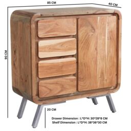IH Design Daizha Metal & Wood Medium Sideboard in Brown - thumbnail 4