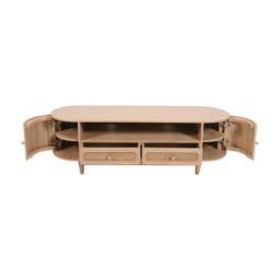 Indian Hub Valencia 2 Drawers & 2 Door TV Cabinet - Cane & Mango Wood in Light Brown - thumbnail 3