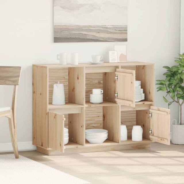 Berkfield Home Sideboard 110.5x35x80 cm Solid Wood Pine in Natural - image 1