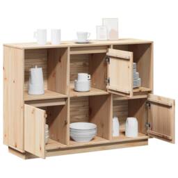 Berkfield Home Sideboard 110.5x35x80 cm Solid Wood Pine in Natural - thumbnail 5
