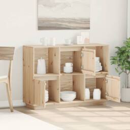 Berkfield Home Sideboard 110.5x35x80 cm Solid Wood Pine in Natural