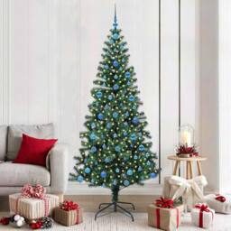 Berkfield Home Artificial Pre-lit Christmas Tree Green 210 cm PVC & Metal