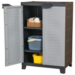Berkfield Home Plastic Cabinet 65x45x97 cm in Grey - Size: 65 x 45 x 97 cm