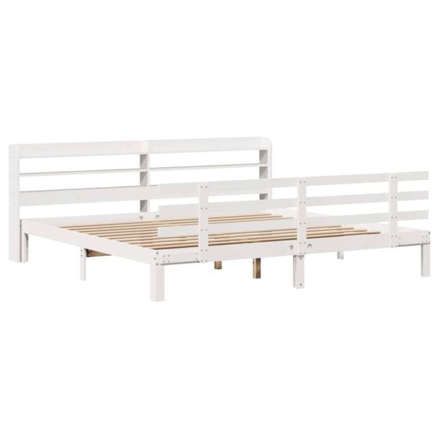 Berkfield Home Beautiful Bed Frame with Headboard without Mattress White 180x200 - Size: Super King - image 1