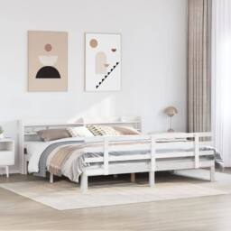 Berkfield Home Beautiful Bed Frame with Headboard without Mattress White 180x200 - Size: Super King - thumbnail 2