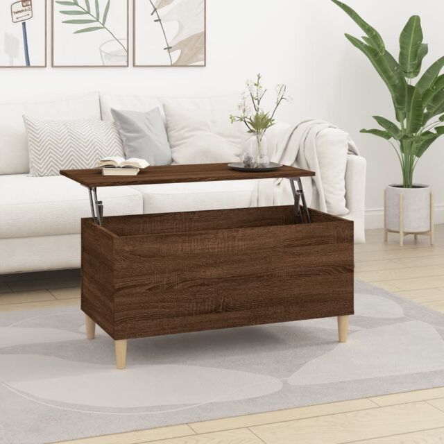 Berkfield Home Coffee Table Brown Oak 90x44.5x45 cm Engineered Wood - image 1