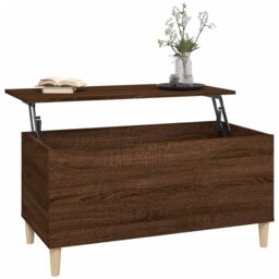 Berkfield Home Coffee Table Brown Oak 90x44.5x45 cm Engineered Wood - thumbnail 5