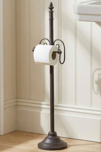 Dibor Vintage Style Ornate Scrolled Antique Toilet Paper Holder Freestanding Bathroom Toilet Roll Holder in Black - image 1