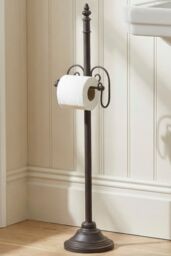 Dibor Vintage Style Ornate Scrolled Antique Toilet Paper Holder Freestanding Bathroom Toilet Roll Holder in Black - thumbnail 1