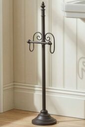 Dibor Vintage Style Ornate Scrolled Antique Toilet Paper Holder Freestanding Bathroom Toilet Roll Holder in Black - thumbnail 3