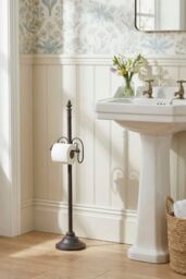 Dibor Vintage Style Ornate Scrolled Antique Toilet Paper Holder Freestanding Bathroom Toilet Roll Holder in Black - thumbnail 4