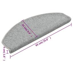 Berkfield Home Carpet Stair Treads 15 pcs Light Grey 65x24x4 cm - Size: Medium - thumbnail 8