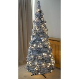 mysmartbuy Pre-Lit Pop Up Frosted Christmas Tree with Assorted Silver Baubles & 150 Warm White LED Lights - Size: 7ft - thumbnail 4