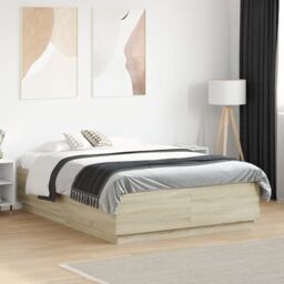 Berkfield Home Bed Frame without Mattress Sonoma Oak 120x190 cm Small Double in Brown - thumbnail 1