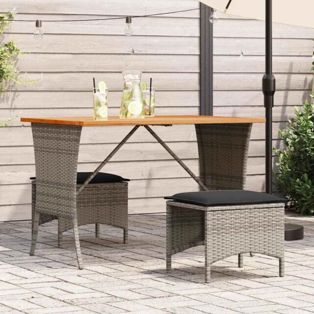 Berkfield Home Garden Table with Acacia Wood Top Grey 105x75x72 cm Poly Rattan - Size: 105 x 75 x 72 cm - image 1