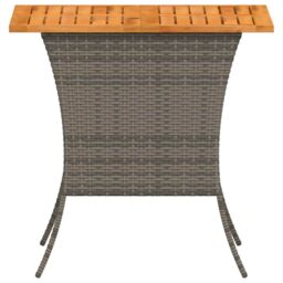 Berkfield Home Garden Table with Acacia Wood Top Grey 105x75x72 cm Poly Rattan - Size: 105 x 75 x 72 cm - thumbnail 6