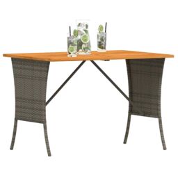 Berkfield Home Garden Table with Acacia Wood Top Grey 105x75x72 cm Poly Rattan - Size: 105 x 75 x 72 cm - thumbnail 4