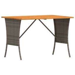 Berkfield Home Garden Table with Acacia Wood Top Grey 105x75x72 cm Poly Rattan - Size: 105 x 75 x 72 cm - thumbnail 7