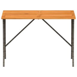 Berkfield Home Garden Table with Acacia Wood Top Grey 105x75x72 cm Poly Rattan - Size: 105 x 75 x 72 cm - thumbnail 5