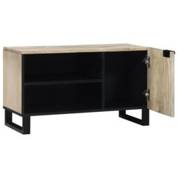 Berkfield Home Media Storage Cabinets & Racks with Shelf with Storage with Door White & Black - thumbnail 2