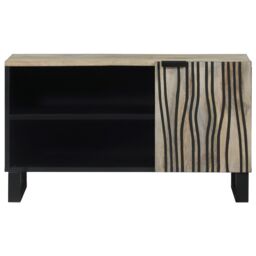 Berkfield Home Media Storage Cabinets & Racks with Shelf with Storage with Door White & Black - thumbnail 3