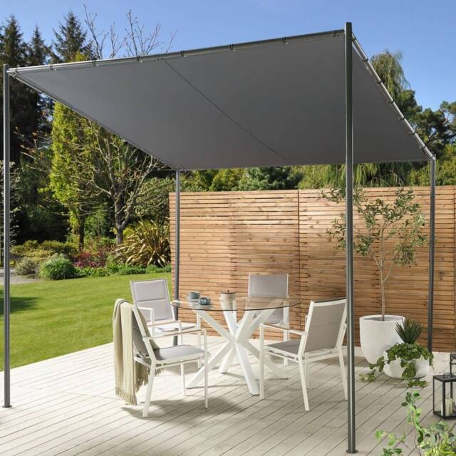 Wyld and Coco Rectangular Pergola Pavilion Dark Grey Polyester Powder Coat Steel - image 1