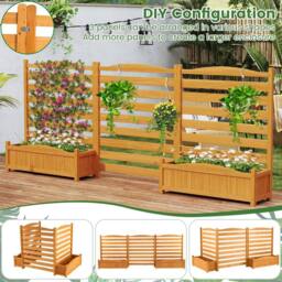 Gymax 3-Panel Wooden Privacy Screen With Planter Box Air Conditioner Fence in Natural - thumbnail 4