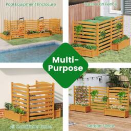 Gymax 3-Panel Wooden Privacy Screen With Planter Box Air Conditioner Fence in Natural - thumbnail 5