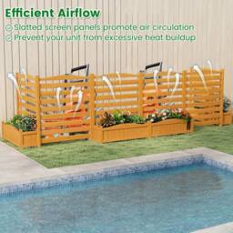 Gymax 3-Panel Wooden Privacy Screen With Planter Box Air Conditioner Fence in Natural - thumbnail 9