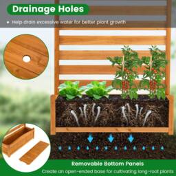 Gymax 3-Panel Wooden Privacy Screen With Planter Box Air Conditioner Fence in Natural - thumbnail 7