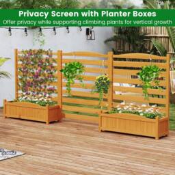 Gymax 3-Panel Wooden Privacy Screen With Planter Box Air Conditioner Fence in Natural - thumbnail 8