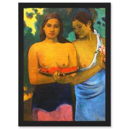 Artery8 Paul Gauguin Two Tahitian Women Old Master Painting Artwork Framed Wall Art Print A4 in Black - thumbnail 1
