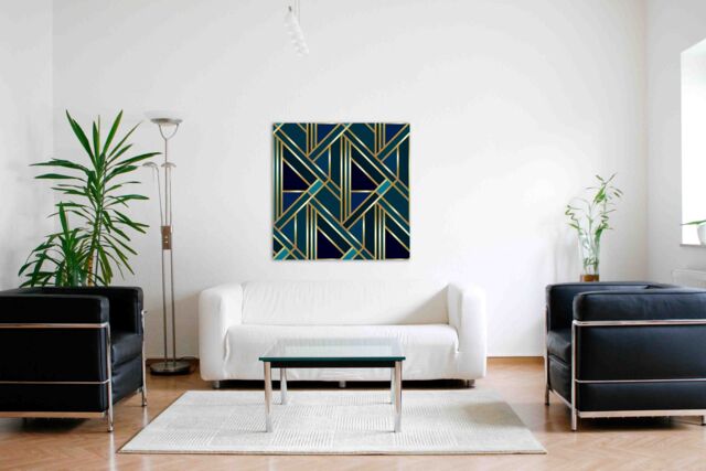 Benjamin Tate Design Golden Art Deco (Canvas Print) / 77 x 77 x 4cm in Natural - Size: 77 x 77 x 4 cm - image 1