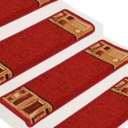 Berkfield Home Stair Mats Self-adhesive 15 pcs 65x21x4 cm Red - Size: Medium - thumbnail 4