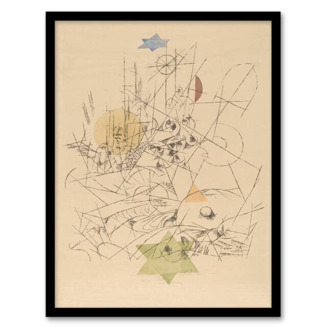Artery8 Paul Klee Framed Wall Art Hope & Destruction Abstract Painting in Beige - Size: A4 - image 1