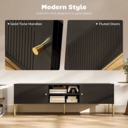 NESTLUNE TV Stand for Television up to 65 Inch, Modern Entertainment Center in Black - Size: 100 cm x 15 cm - thumbnail 5