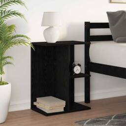 Berkfield Home Elegant Bedside Table Black Oak 46.5x29x61 cm Engineered Wood - thumbnail 1