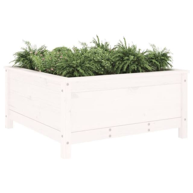 Berkfield Home Beautiful Garden Planter White 82.5x82.5x39 cm Solid Wood Pine - image 1