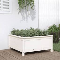 Berkfield Home Beautiful Garden Planter White 82.5x82.5x39 cm Solid Wood Pine - thumbnail 2