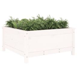 Berkfield Home Beautiful Garden Planter White 82.5x82.5x39 cm Solid Wood Pine - thumbnail 1