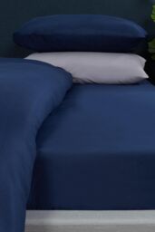 OHS Plain Dyed Non-Iron Fitted Bed Sheet in Navy - Size: King Fitted - thumbnail 1