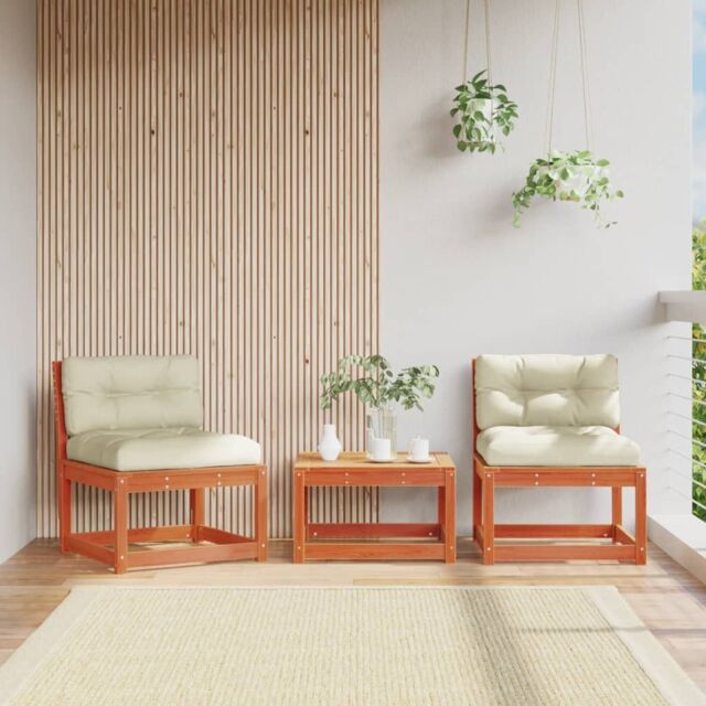 Berkfield Home Garden Sofas with Cushions 2pcs Wax Brown Solid Wood Pine - image 1