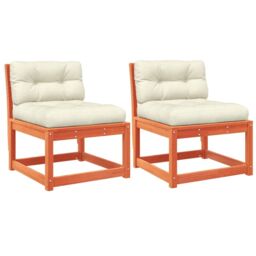 Berkfield Home Garden Sofas with Cushions 2pcs Wax Brown Solid Wood Pine - thumbnail 2